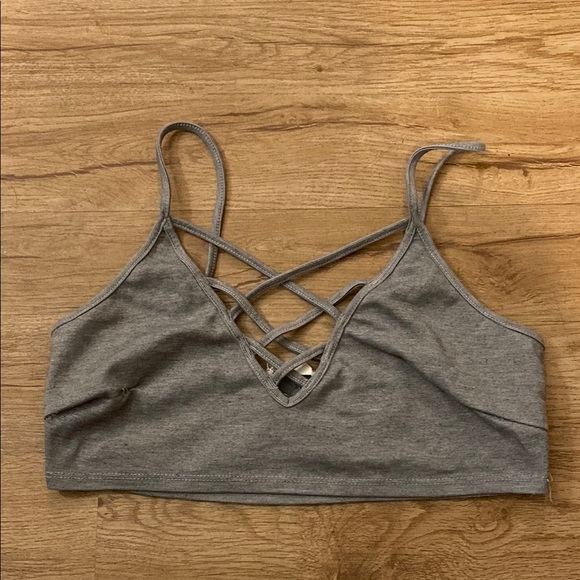 Heather Gray Seamless Bandeau with Crisscross Front